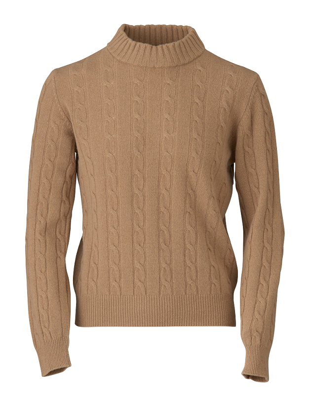 【277501HM】ケーブル編みモックネックニット