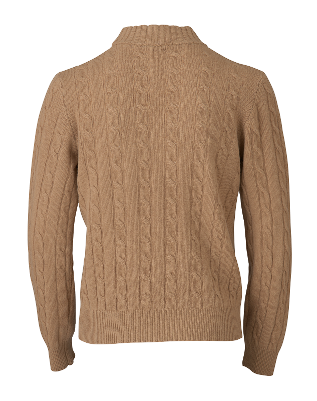 【277501HM】ケーブル編みモックネックニット