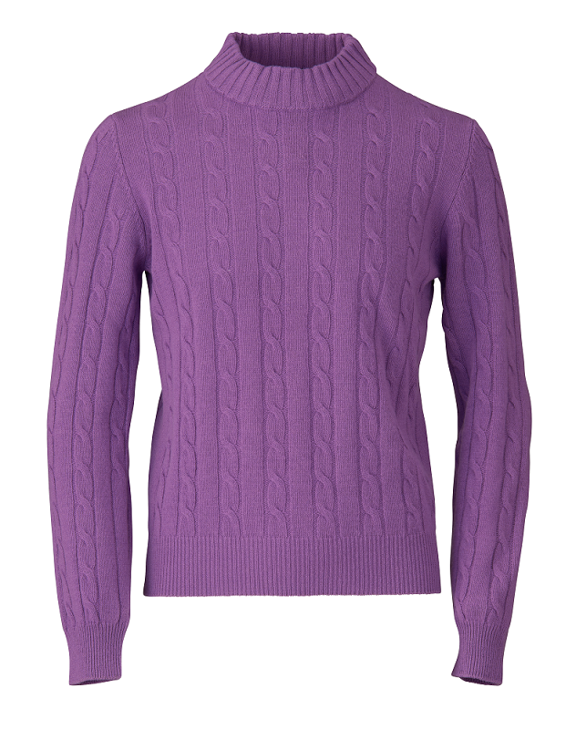 【277501RM】ケーブル編みモックネックニット