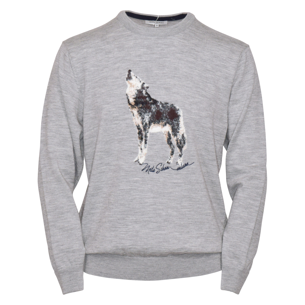 【259500FM】オオカミ柄ニット