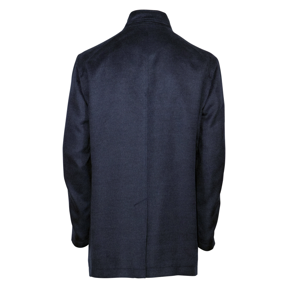 【25403MEM】シルクウールスタンドカラーハーフコート