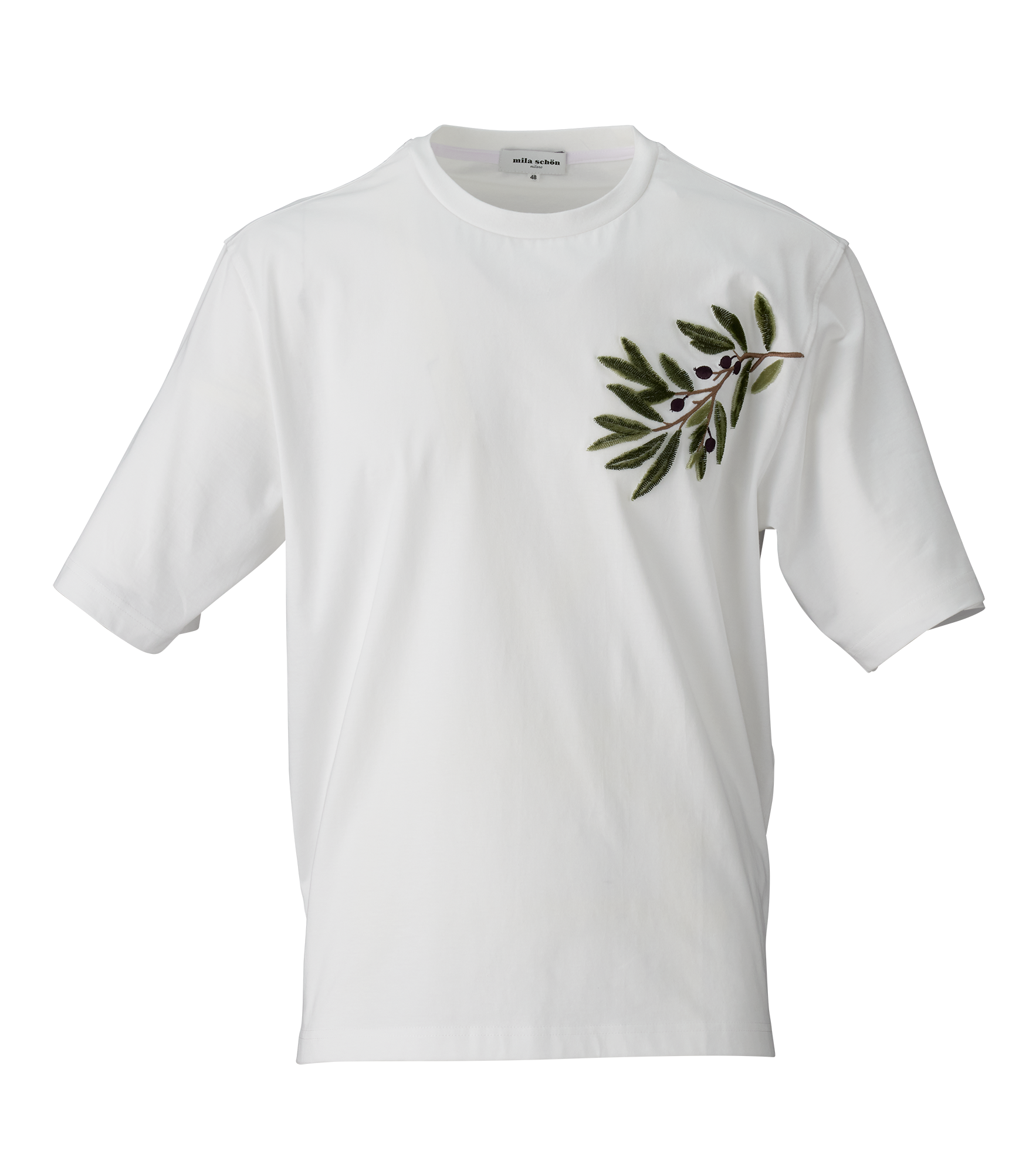 オリーブ刺繍Tシャツ